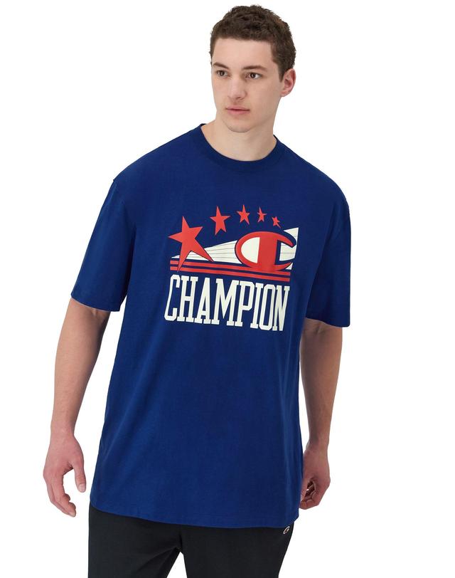 Mens Champion Classic Graphic T-Shirt, C & Stars Logo (Big & Tall) Jewel Sapphire 3XB Product Image