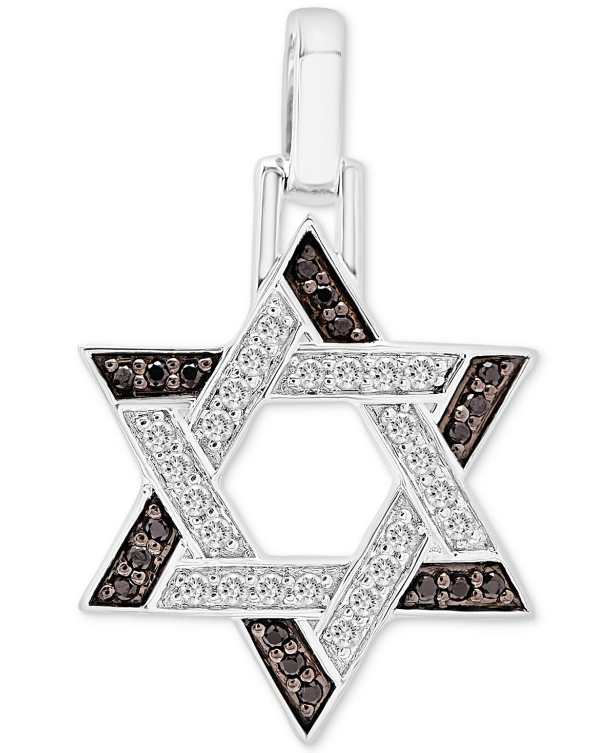 Mens Black & White Diamond Star of David Pendant (3/8 ct. t.w.) in 10k White Gold Product Image