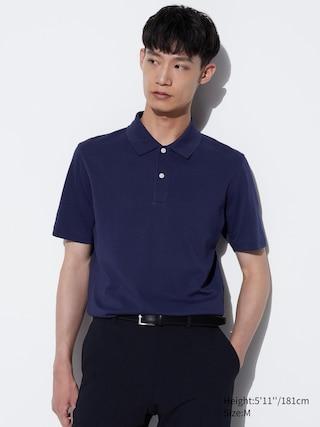 Mens Airism Cotton Pique Polo Shirt with Quick-Drying Blue Large UNIQLO US Product Image