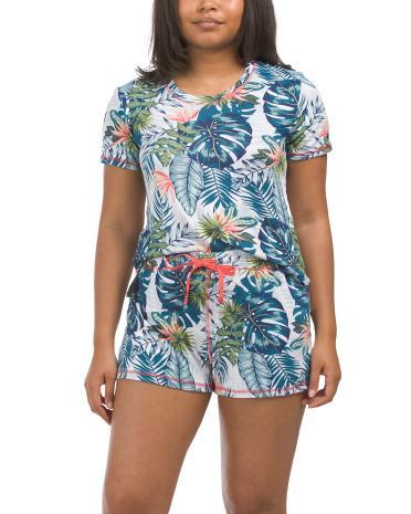 3pc Tropical Palm Shorts Set for Women Product Image