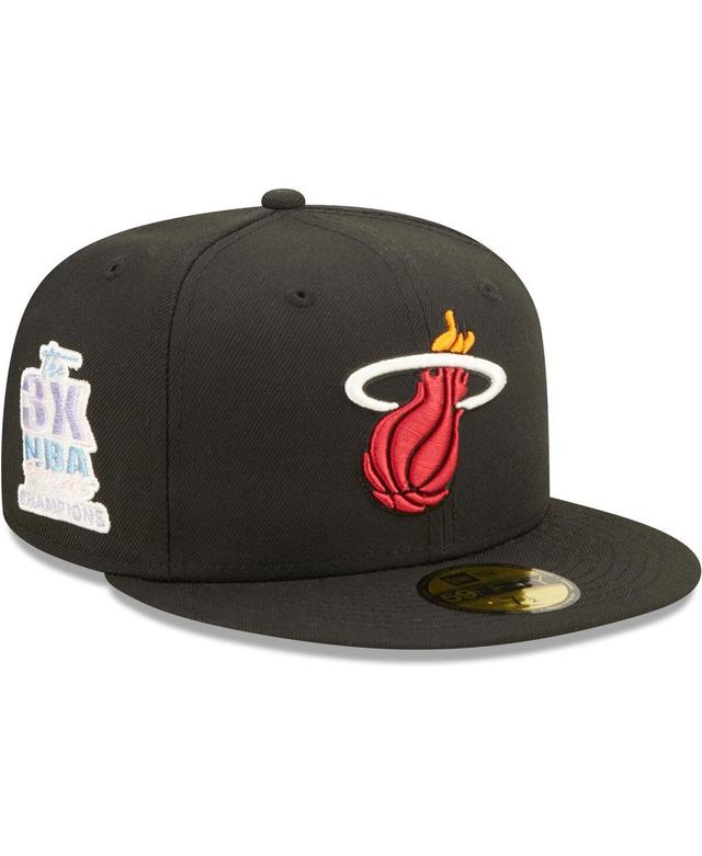 Mens New Era Black Miami Heat 3x Nba Finals Champions Pop Sweat 59FIFTY Fitted Hat Product Image