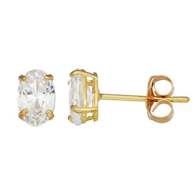 Forever 14K Cubic Zirconia Oval Stud Earrings, Womens, 14k Gold Product Image