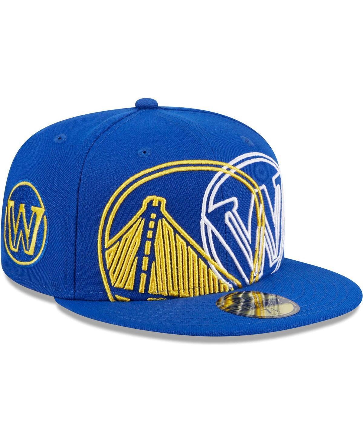 Mens New Era Royal Golden State Warriors Game Day Hollow Logo Mashup 59FIFTY Fitted Hat Product Image