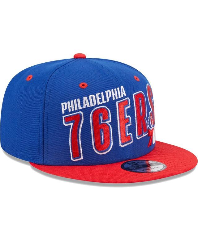 Mens New Era Royal/Red Philadelphia 76ers Stacked Slant 2-Tone 9FIFTY Snapback Hat Product Image