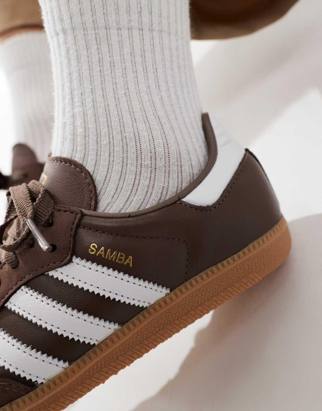 adidas Originals Samba OG sneakers in brown and white Product Image