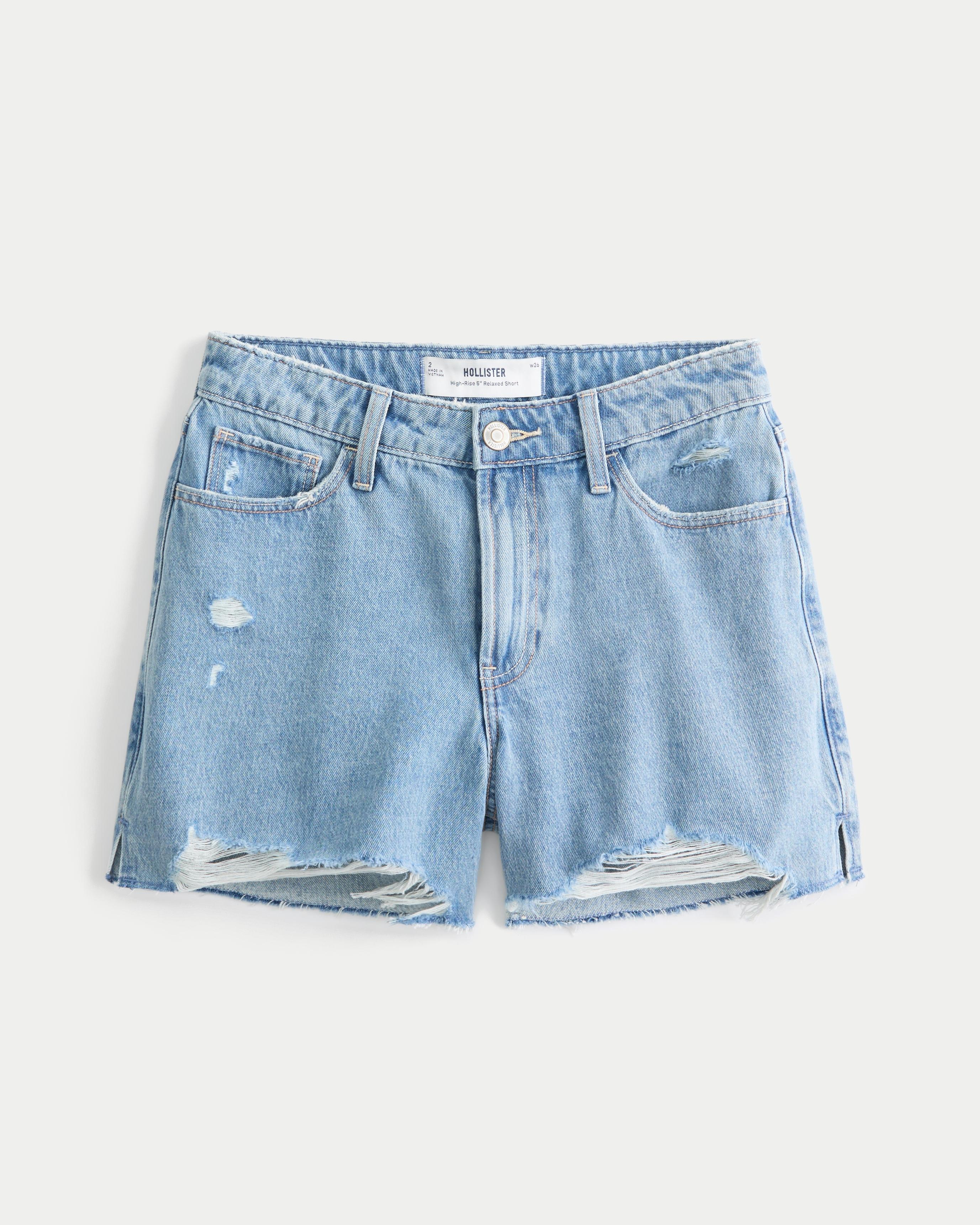 High-Rise Washed Black Relaxed Denim Shorts 5" Product Image