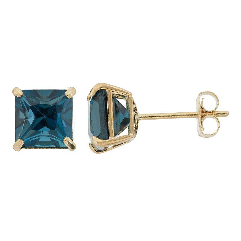 London Blue Topaz 10k Gold Stud Earrings, Womens Product Image