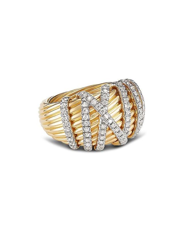 David Yurman 18K Yellow Gold Helena Dome Ring with Diamonds - 7 - 7 - Female Product Image