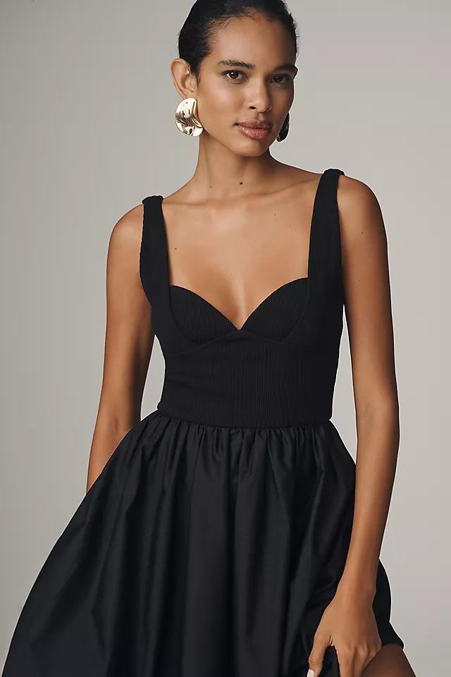 ESTHÉ Sleeveless Sweetheart Ribbed Poplin Midi Dress Product Image