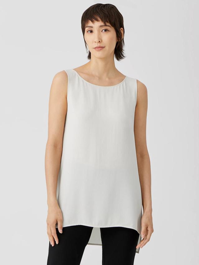 EILEEN FISHER System Silk Georgette Crepe Bateau Neck Shellfemale Product Image