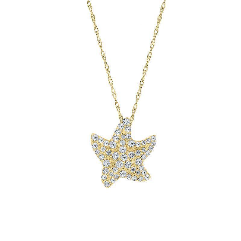 Sterling Silver 1/4 Carat T.W. Diamond Starfish Pendant Necklace, Womens Gold Tone Product Image