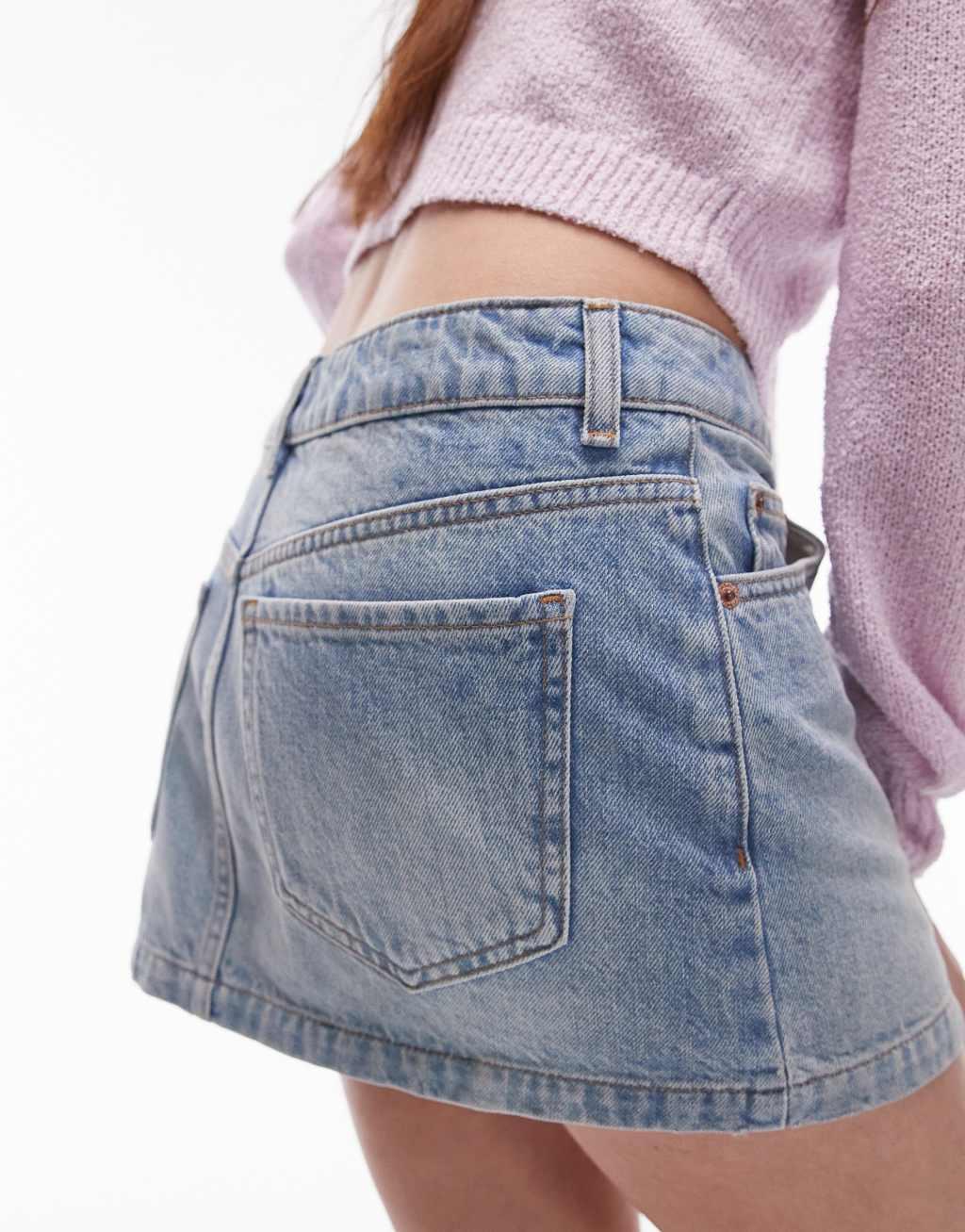 Topshop denim pelmet micro skirt in bleach Product Image