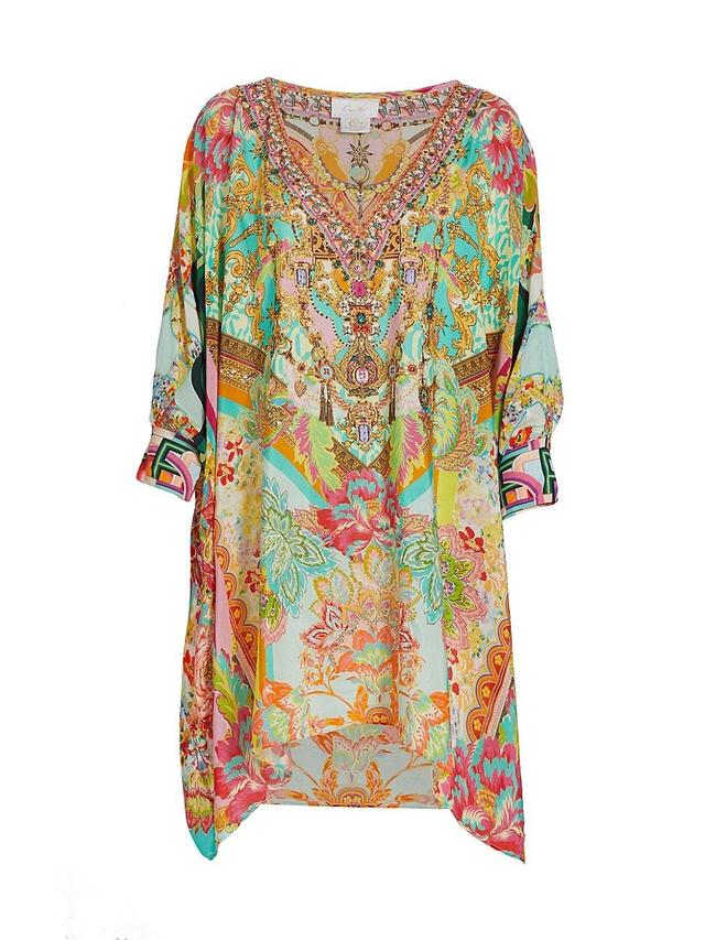 Womens Oversized Floral Silk Cover-Up Product Image