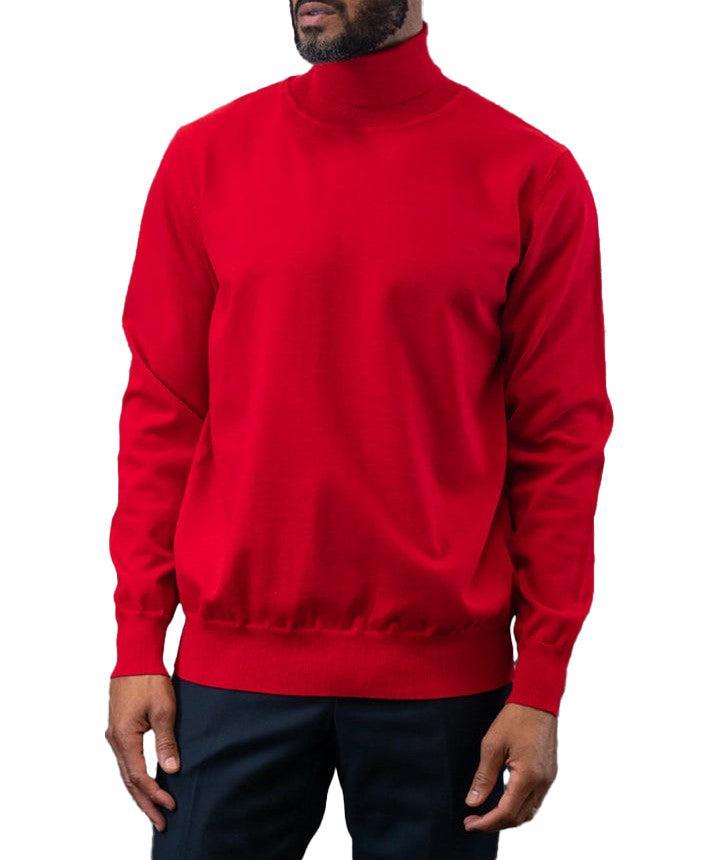 Men's Fashion Turtleneck Sweater in Red Product Image