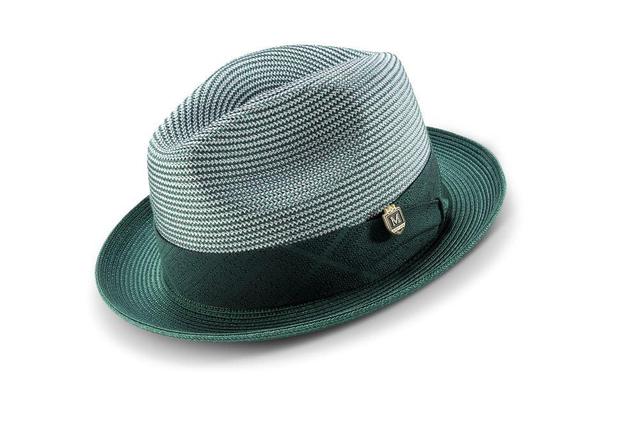 Braided Stingy Brim Pinch Fedora Hat in Emerald Product Image