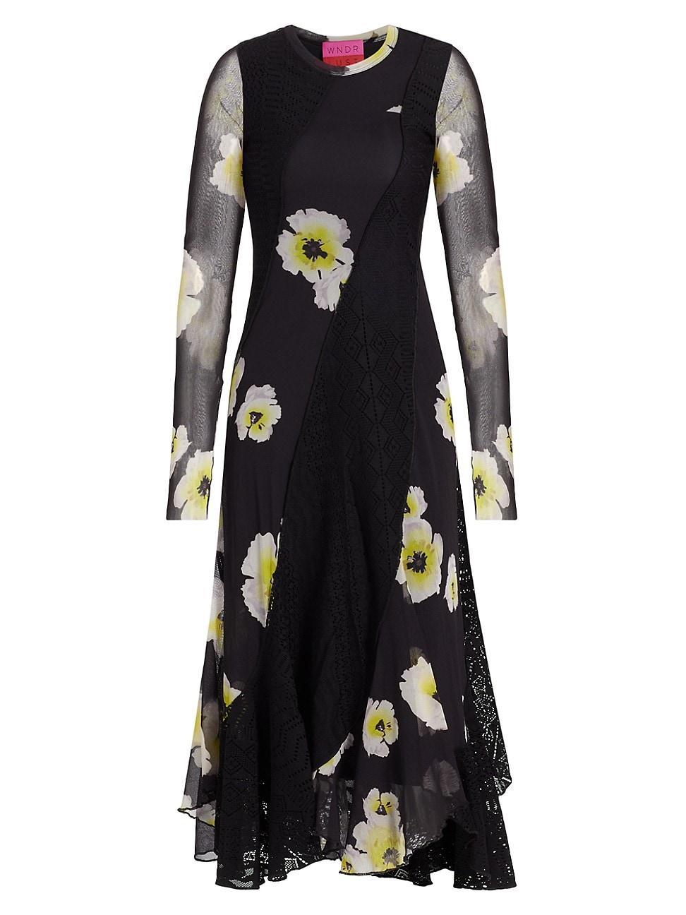 Womens Wndrlust Tulsi Floral & Lace Midi-Dress Product Image