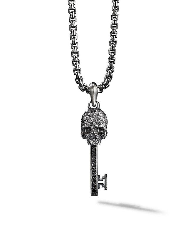 Mens Memento Mori Skull Key Amulet with Pav Black Diamonds Product Image