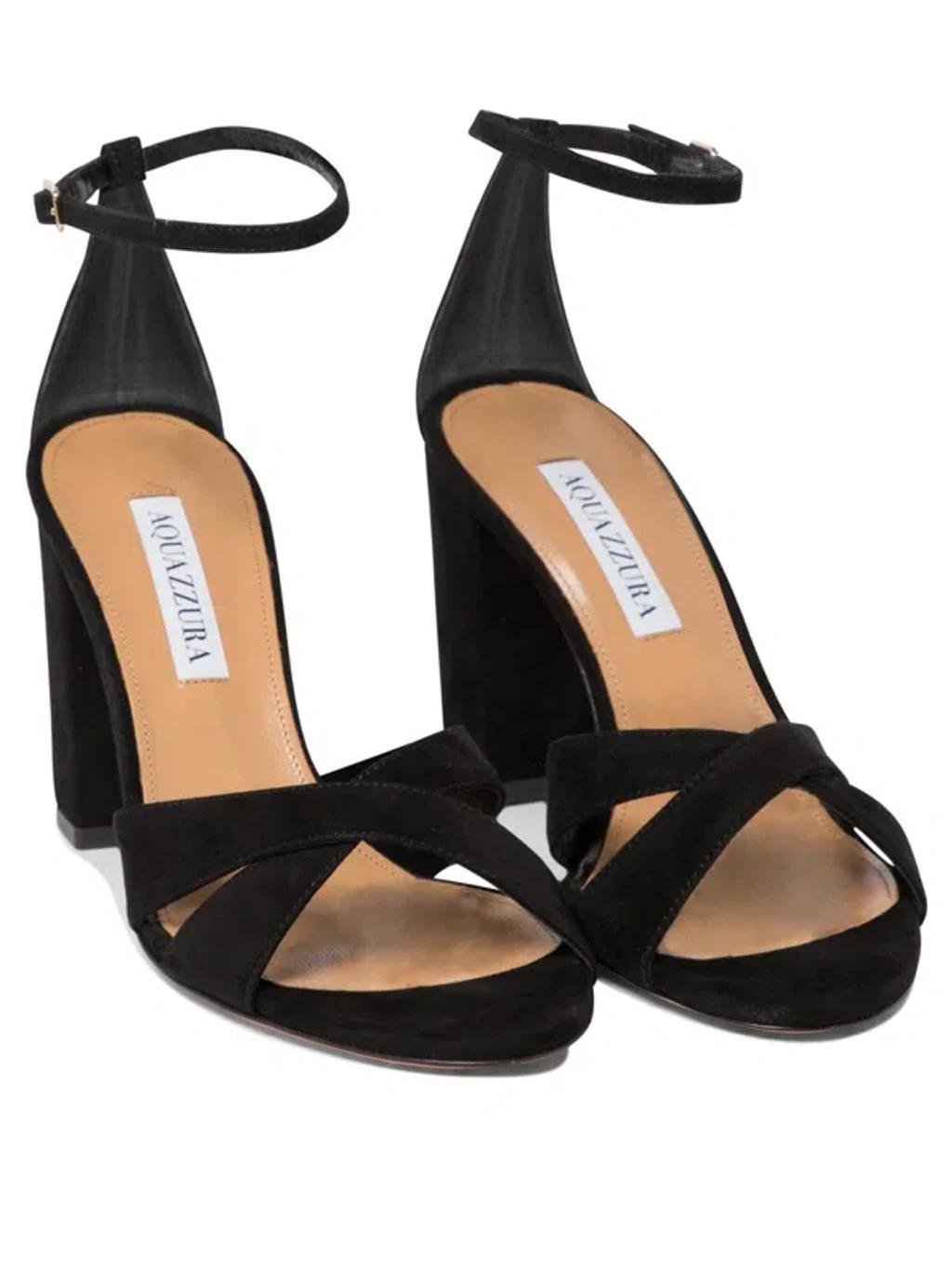 AQUAZZURA Divine 105 Suede Sandals In Black Product Image