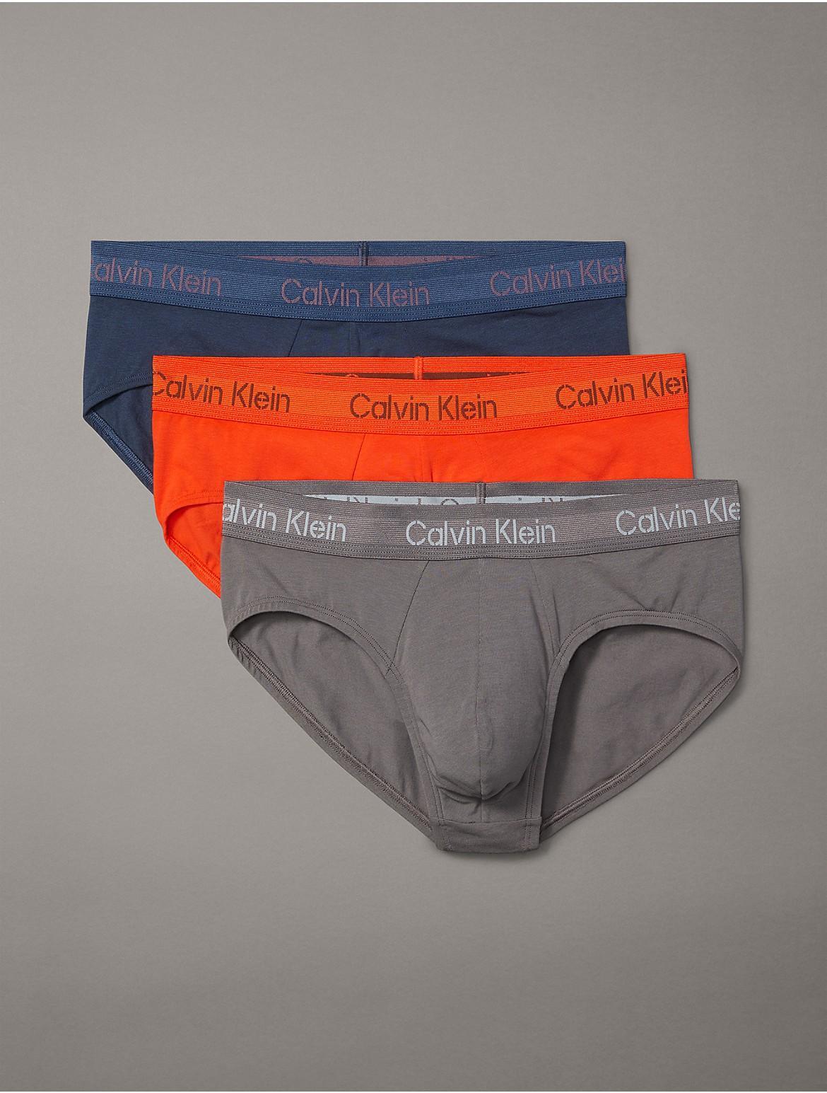 Calvin Klein Mens Stencil Logo Cotton Stretch 3-Pack Hip Brief - Multi - S Product Image