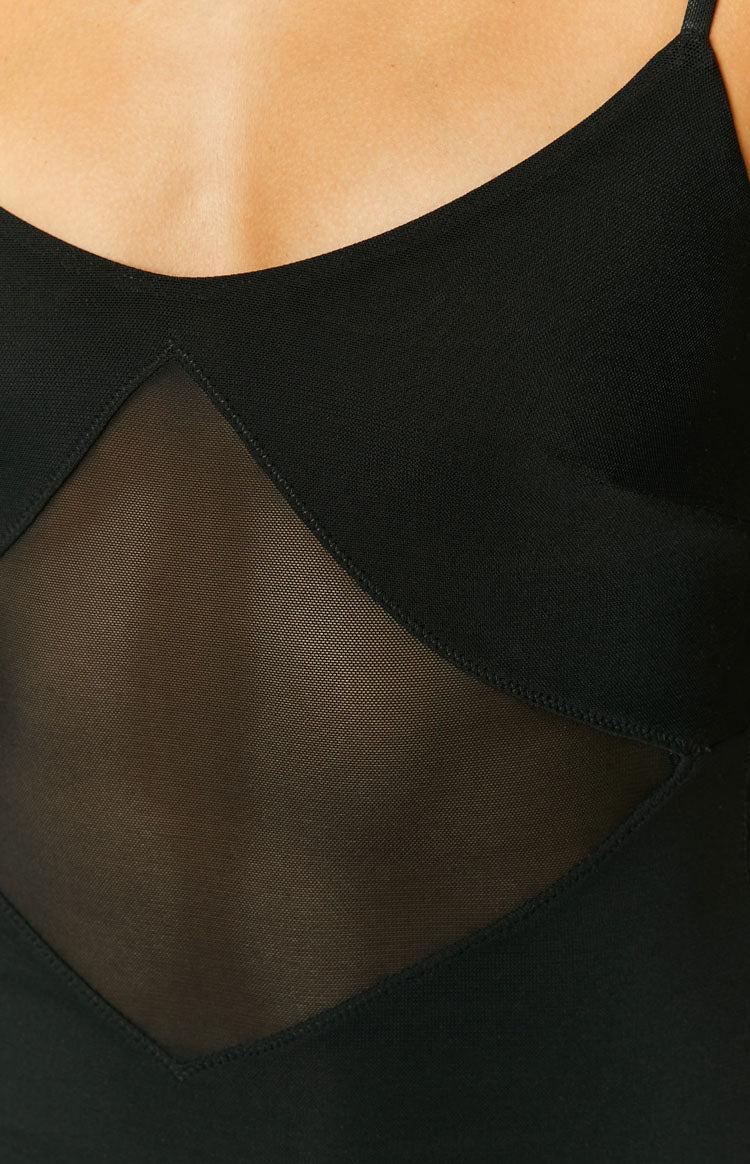 Valarie Black Mesh Slip Dress Product Image