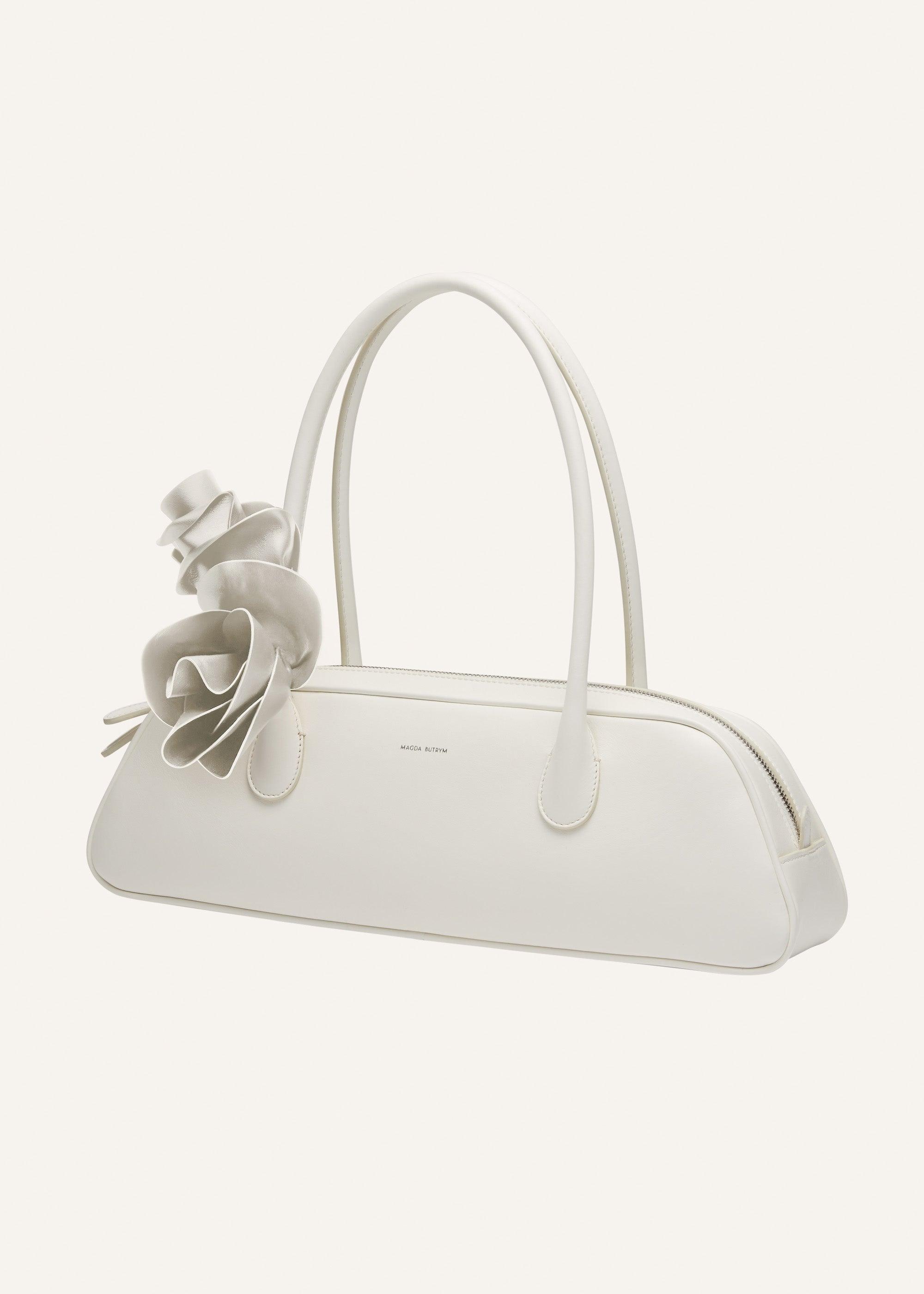 Brigitte trapeze bag in cream leather and silver Product Image