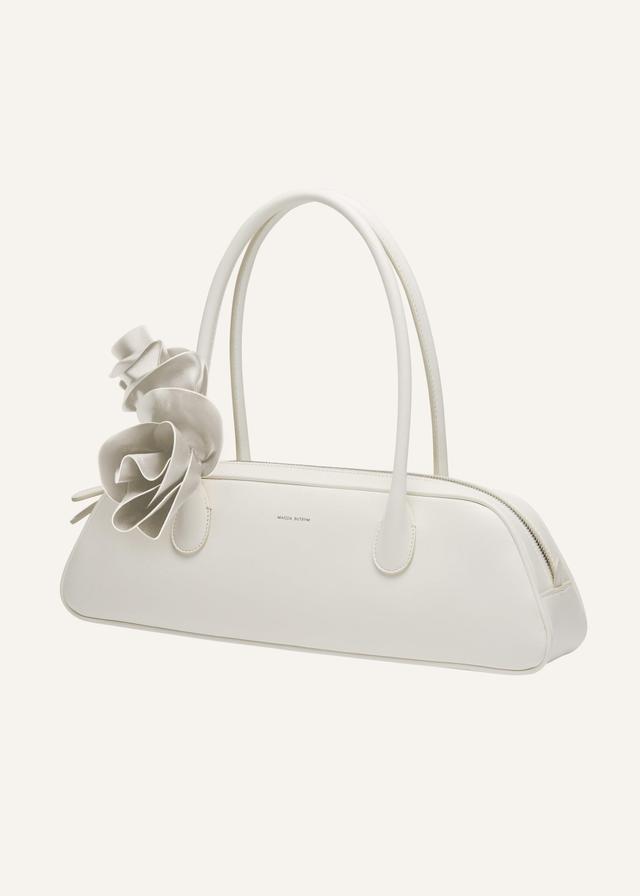 Brigitte trapeze bag in cream leather and silver Product Image