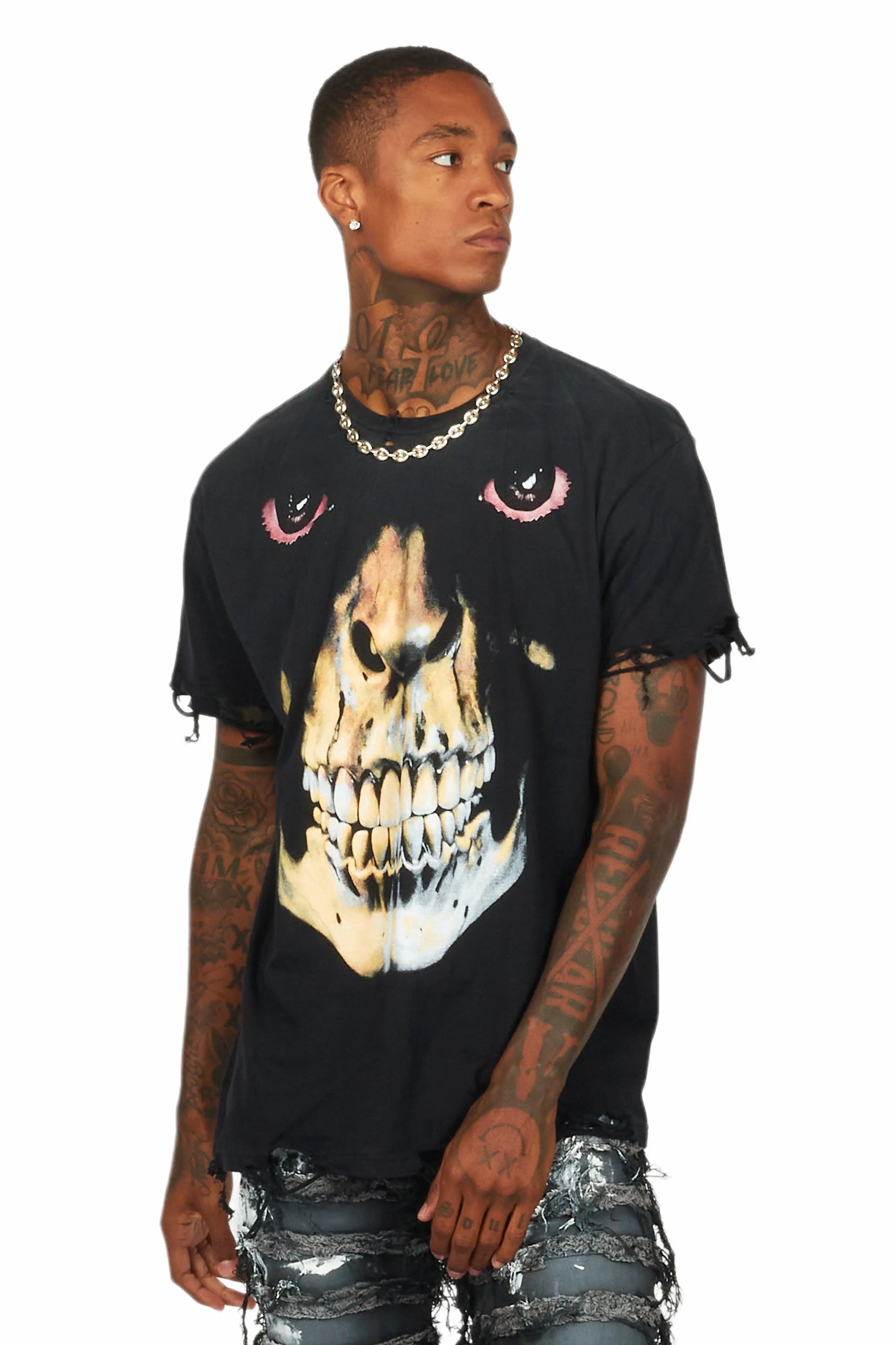 Dunebi Black Oversized Graphic T-Shirt Male Product Image