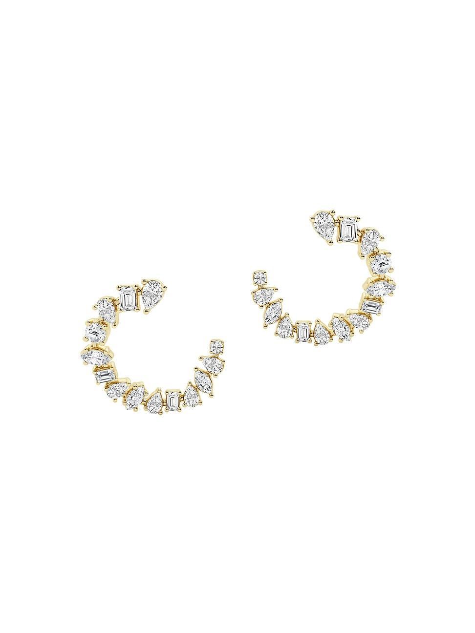 Womens 14K Yellow Gold & 2.5 TCW Diamonds Hoop Earrings Product Image