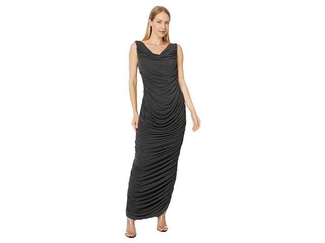 Norma Kamali Drop Shoulder Side Shirred Gown (Dark Grey) Women's Dress Product Image