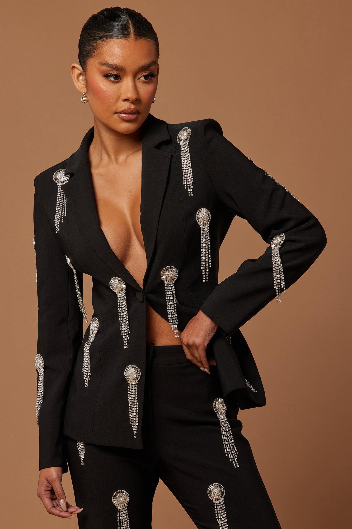 Ramona Embellished Blazer - Black Product Image