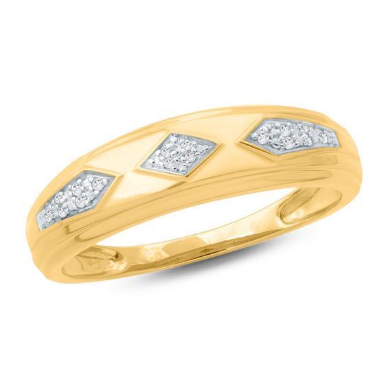 Men's Diamond Accent Retro Geometric Wedding Band in 10K Gold Product Image