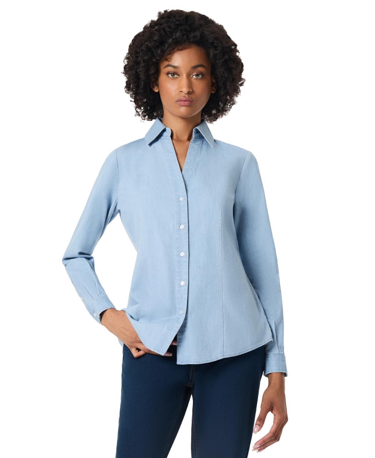 Jones New York Womens Long Sleeve Y-Neck Button Down Blouse Product Image