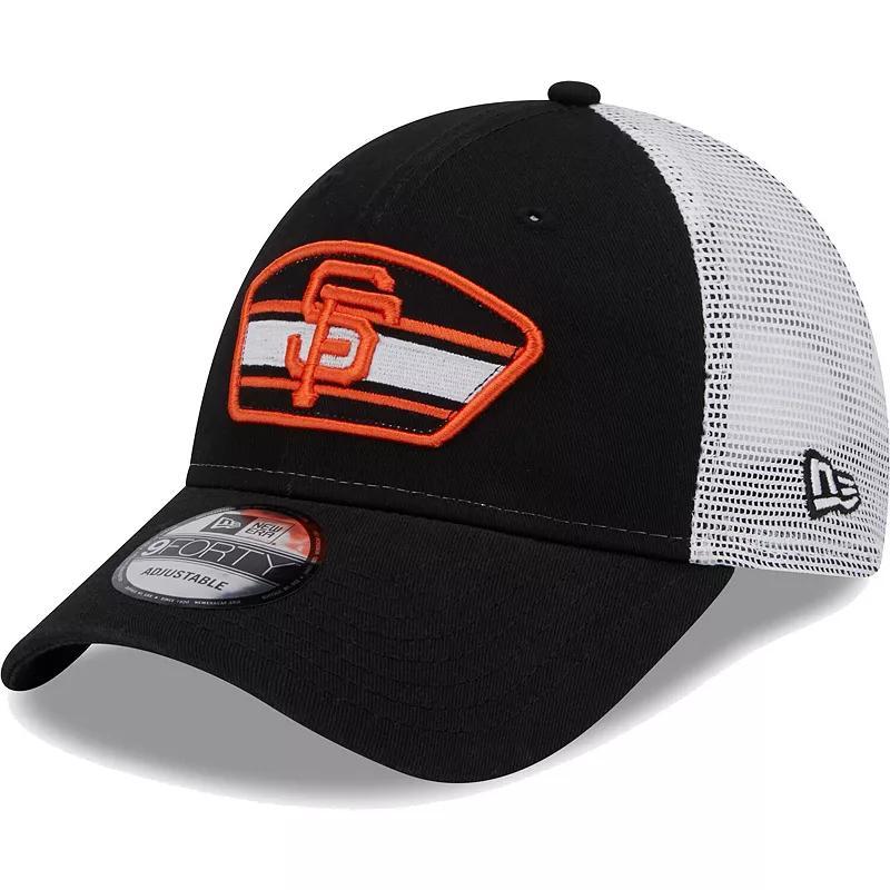 Mens New Era /White San Francisco Giants Logo Patch 9FORTY Trucker Snapback Hat Product Image