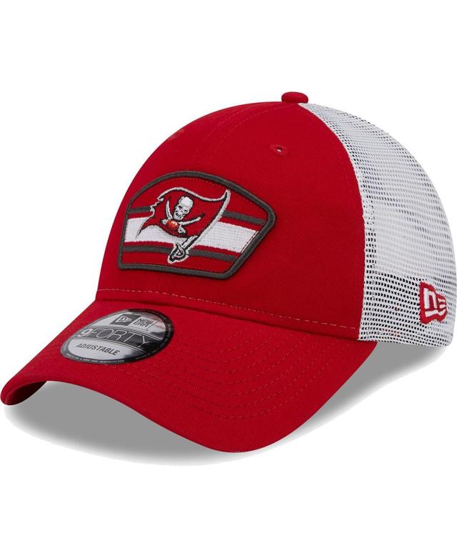 Mens New Era Red Tampa Bay Buccaneers Logo Patch Trucker 9FORTY Snapback Hat - Red Product Image