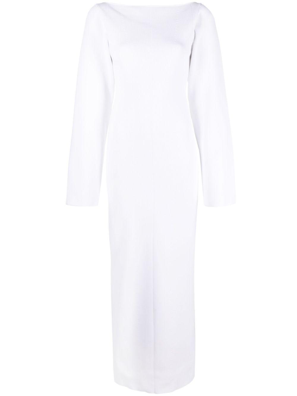 KHAITE Alta Ribbed-knit Maxi Dress In White Product Image