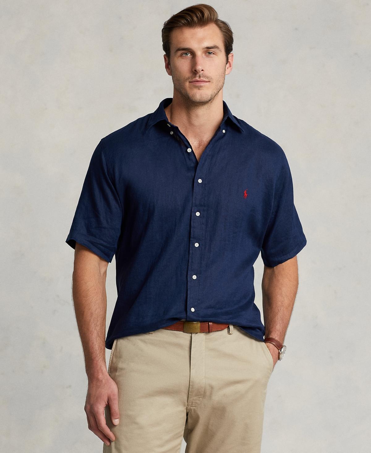 Men's Big & Tall Lightweight Linen Shirt In Newport Navy Product Image