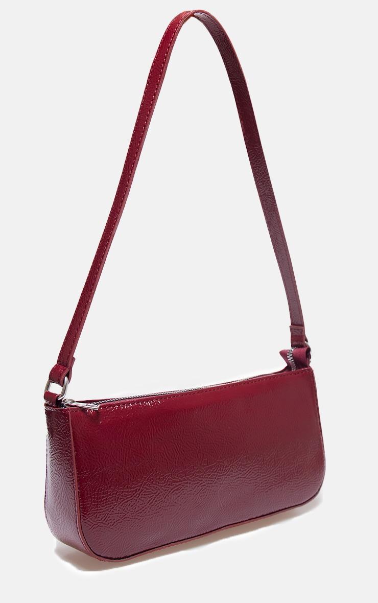  Burgundy Crinkle Patent Pu Zip Shoulder Bag Product Image