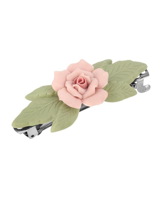 Womens Silver-Tone Genuine Porcelain French Hair Barrette Product Image