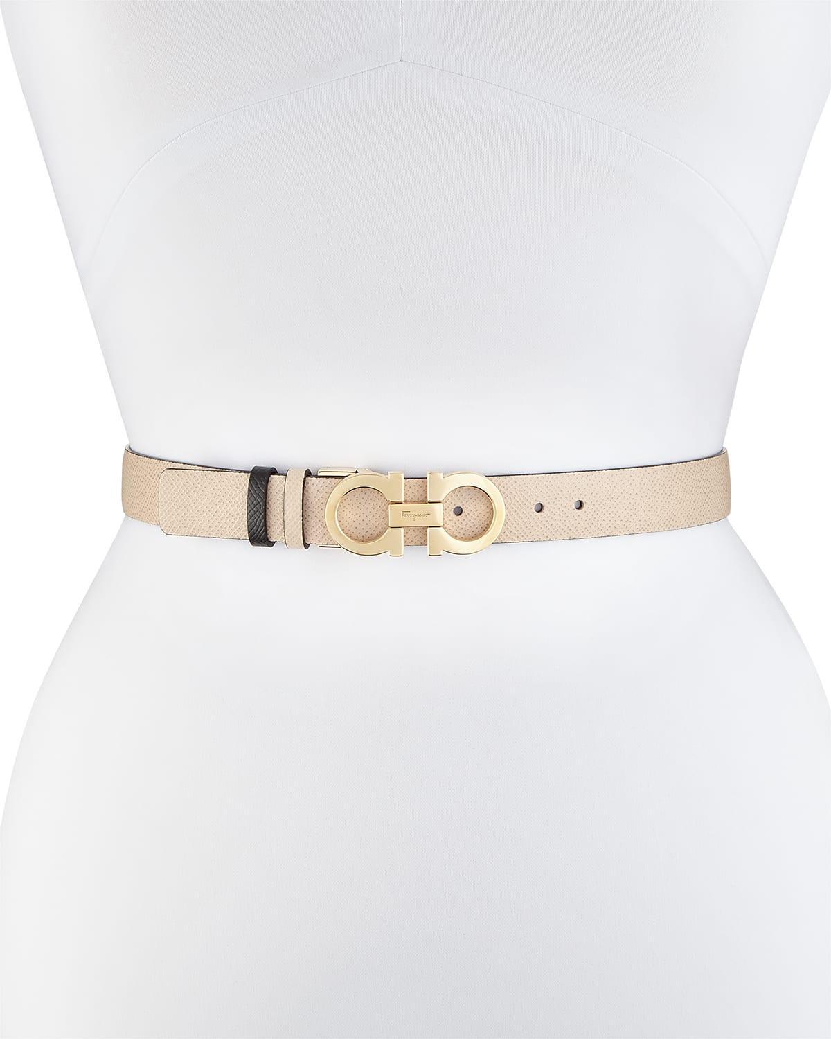 FERRAGAMO Double Gancio Reversible Leather Belt Product Image