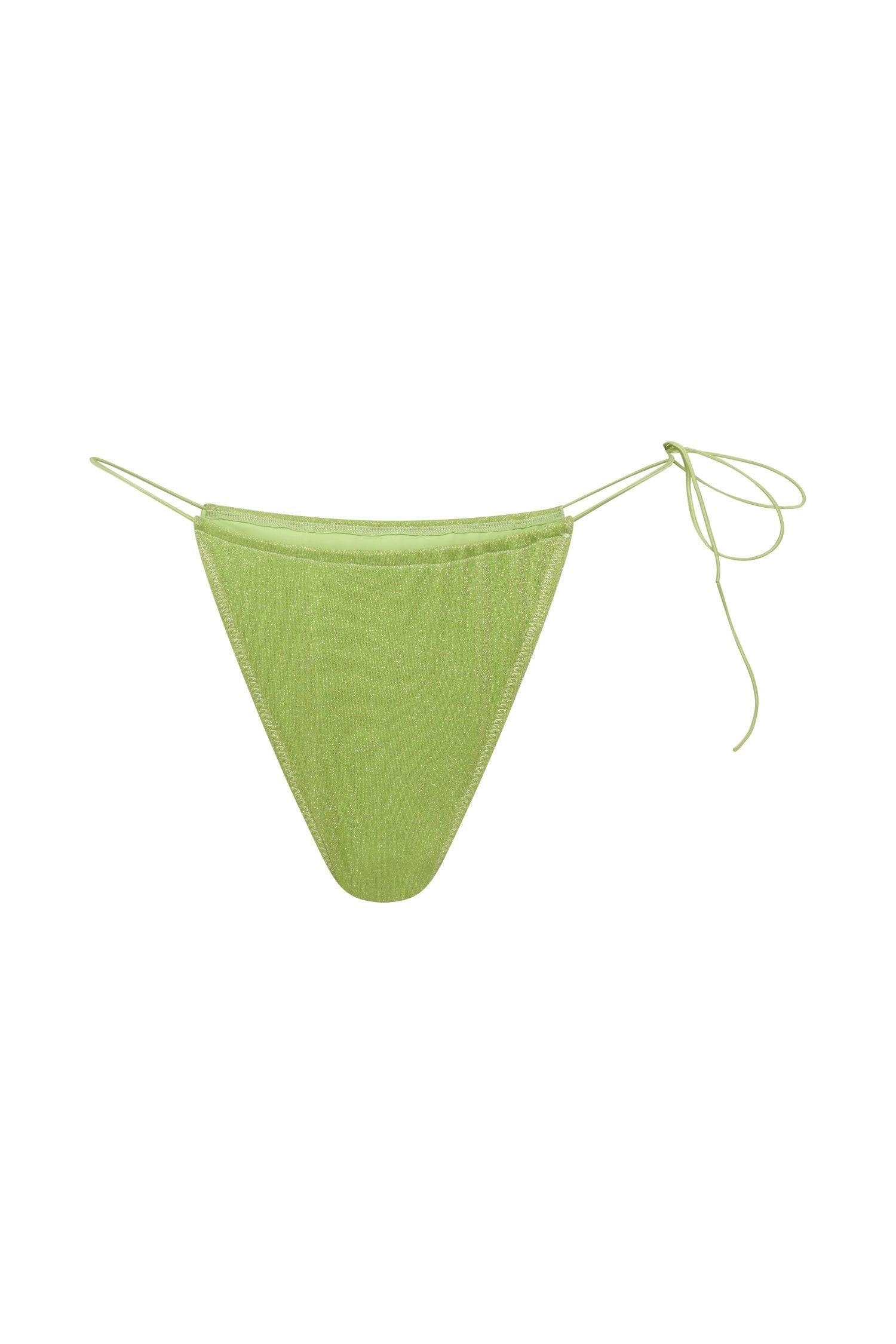 Andie Ruched String Side Bikini Brief - Lime Sparkle Product Image