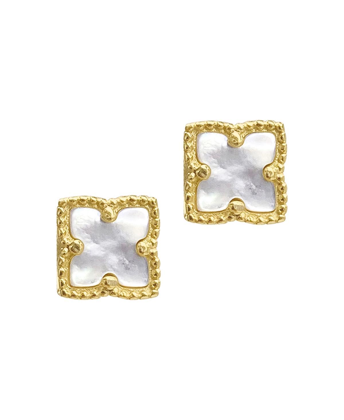 Adornia Mother of Imitation Pearl Gold-Tone Flower Stud Earrings Product Image