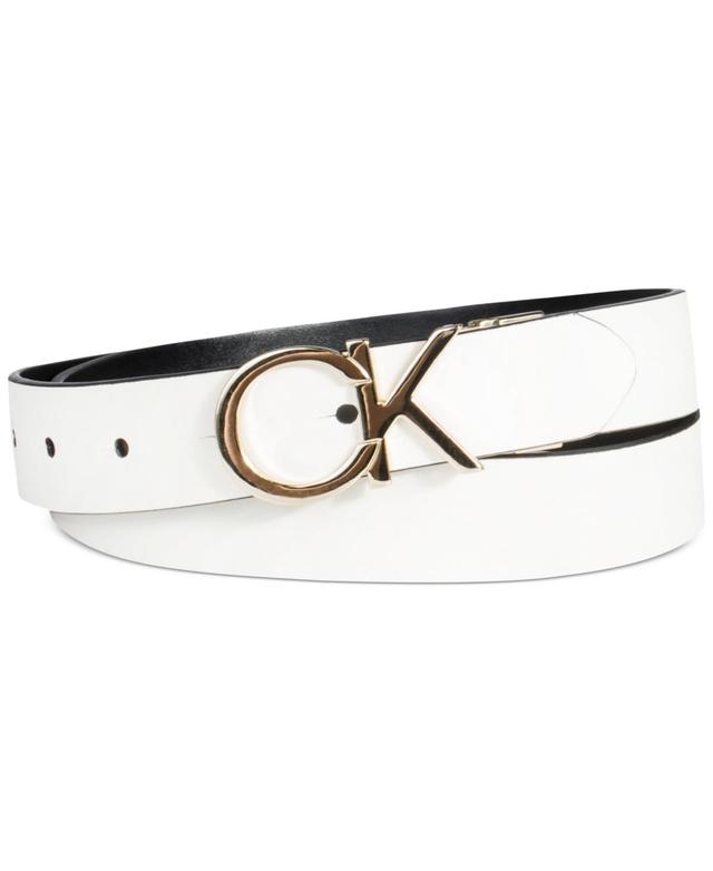 Calvin Klein Womens Reversible Monogram Buckle Belt - Black Product Image