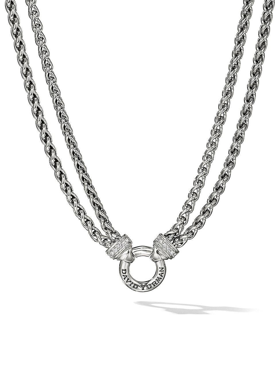 David Yurman Double Wheat Chain Necklace with Diamonds, 18 Product Image