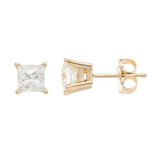 Radiant Fire 14k Gold 1 Carat T.W. Lab-Created Moissanite Square Stud Earrings, Womens Product Image