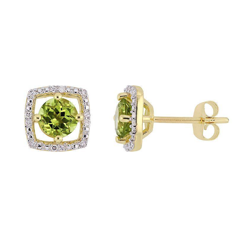 Stella Grace 10K Gold Gemstone & Diamond Accent Frame Earrings, Womens, Green Product Image