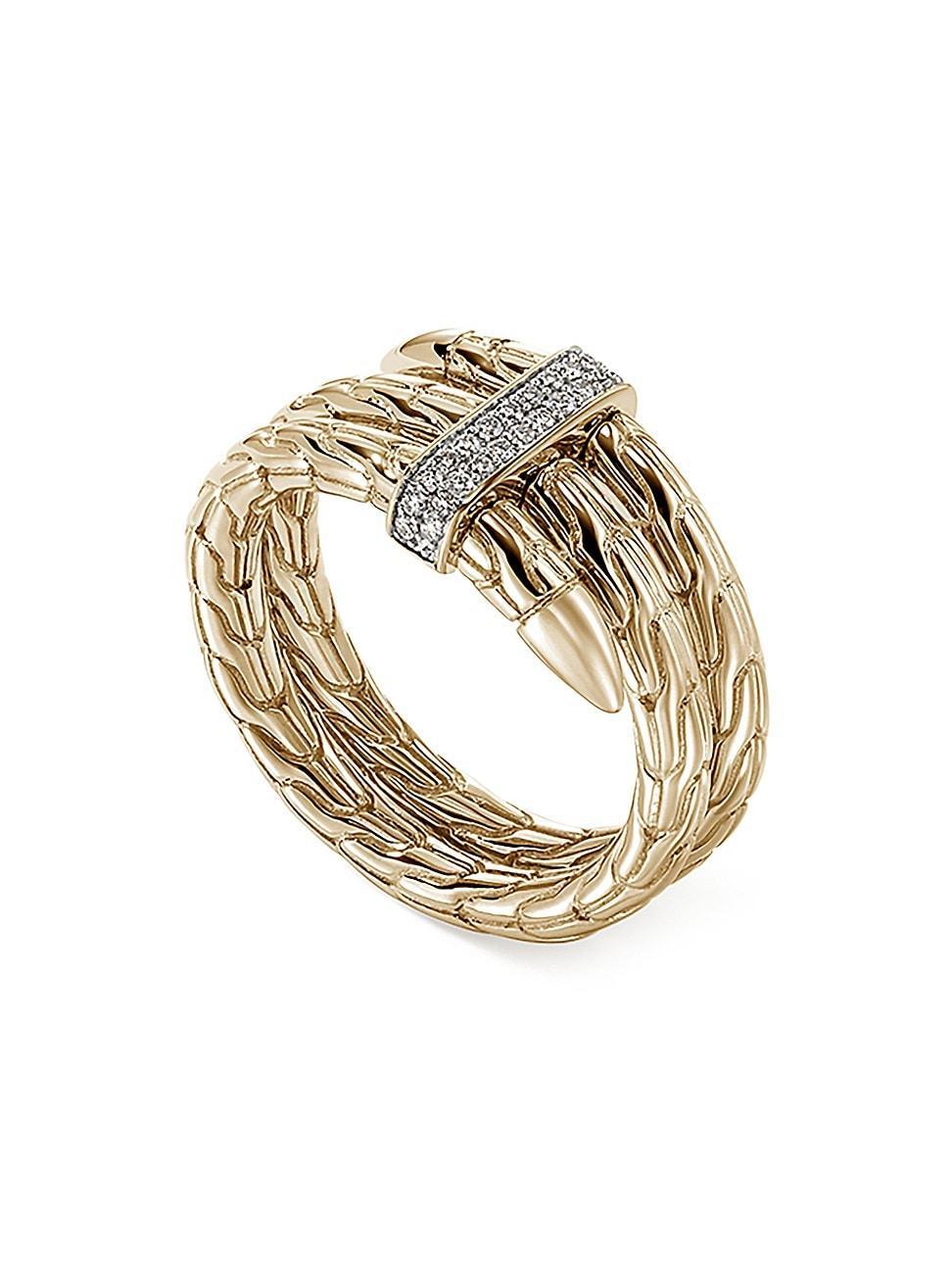 Womens Chain Classic Spear Double Coil 14K Yellow Gold & 0.12 TCW Diamond Ring Product Image