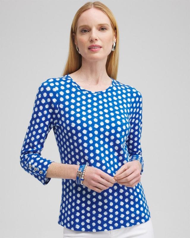 Chico's Women's Dot Print 3/4 Sleeve Button T-Shirt Product Image