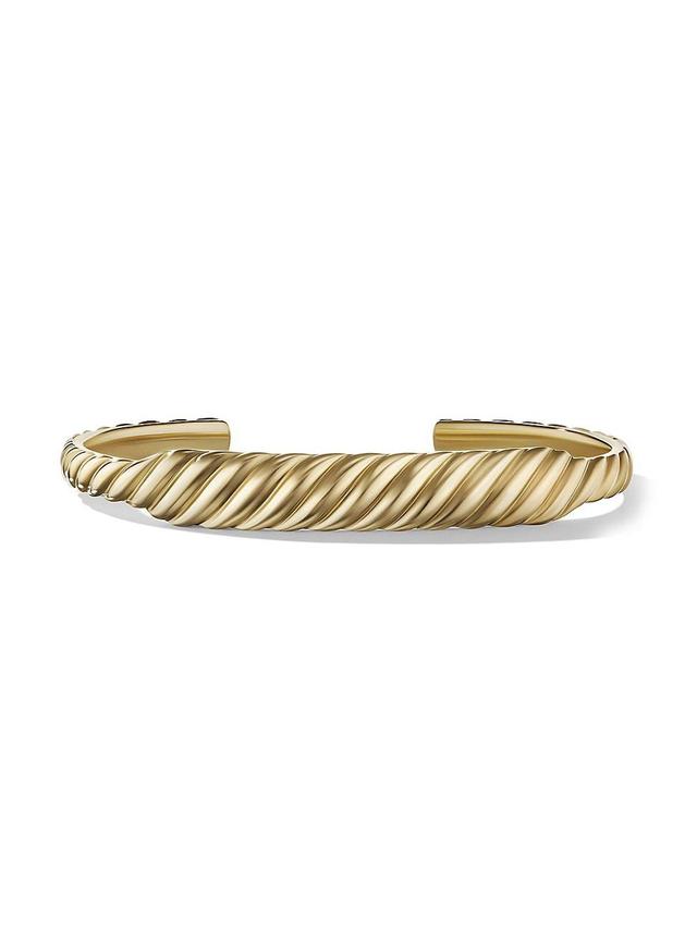 Womens Sculpted Cable Contour Cuff Bracelet In 18K Yellow Gold, 9mm Product Image