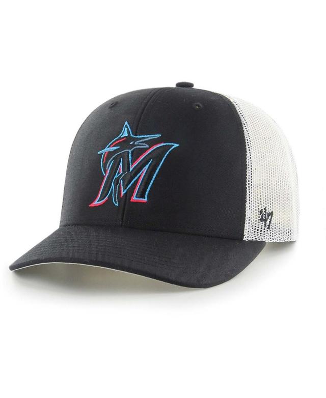 Mens Black Miami Marlins Primary Logo Trucker Snapback Hat - Black Product Image