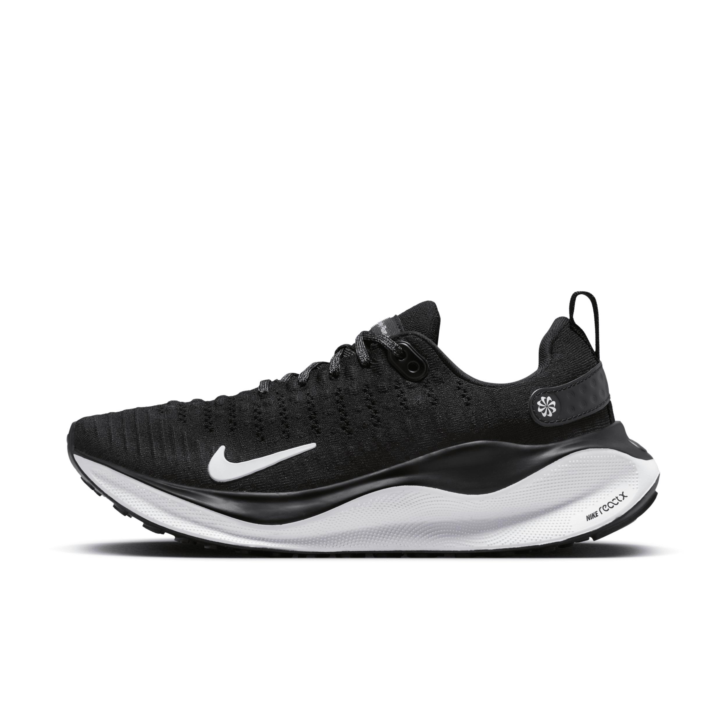 Nike Womens Nike React Infinity Run Flyknit 4 - Womens Running Shoes Black/White/Dark Grey Product Image